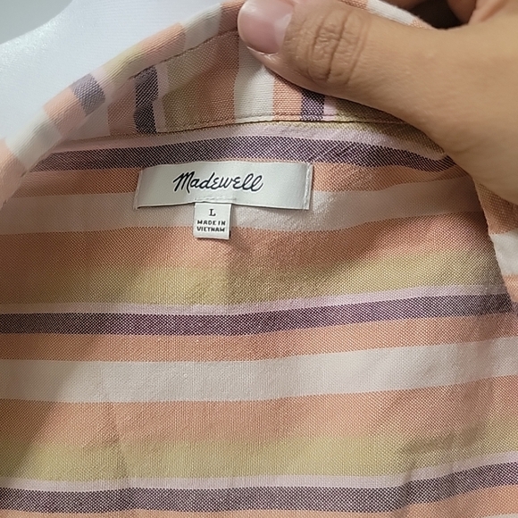 Madewell Courier Button-Back Shirt in Rainbow Stripe Large Cotton Comfy - Picture 7 of 7